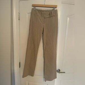 White House Black Market beige bootcut pants with black stripes